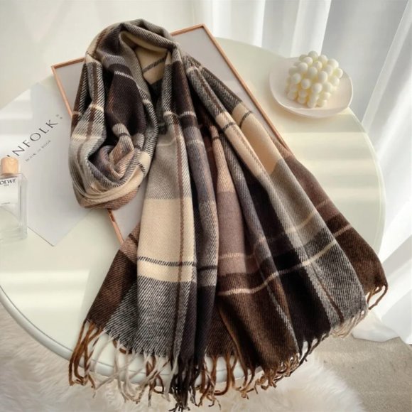 Classic Plaid Pattern Pashmina Winter Scarf/Shawl/Wrap - Picture 6 of 8